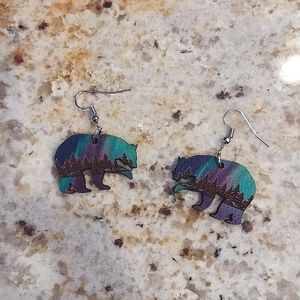 NEW Handmade Aurora Borealis Bear Earrings